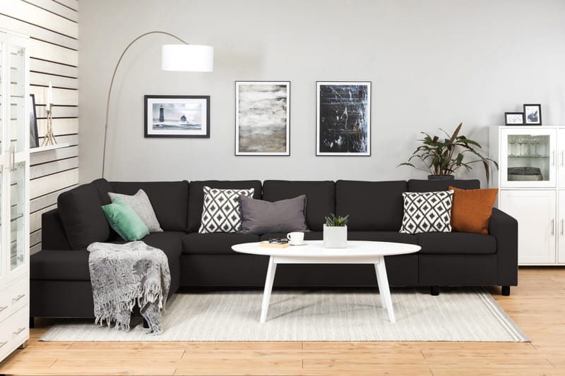 Crazy 5-personers Venstrevendt L-formet Chaiselongsofa i Stof - Antracit - Møbler - Sofaer - Sofa med chaiselong