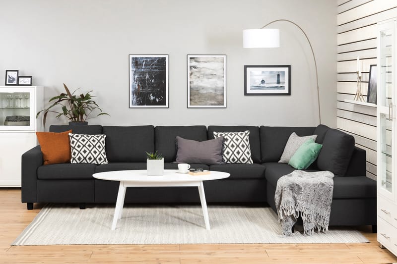 Crazy 5-personers Højrevendt L-formet Chaiselongsofa i Stof - Antracit - Møbler - Sofaer - Sofa med chaiselong