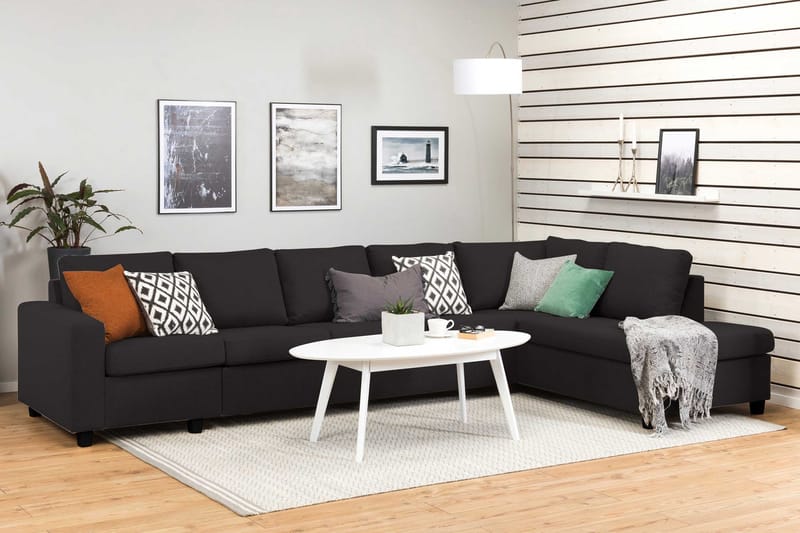 Crazy 5-personers Højrevendt L-formet Chaiselongsofa i Stof - Antracit - Møbler - Sofaer - Sofa med chaiselong