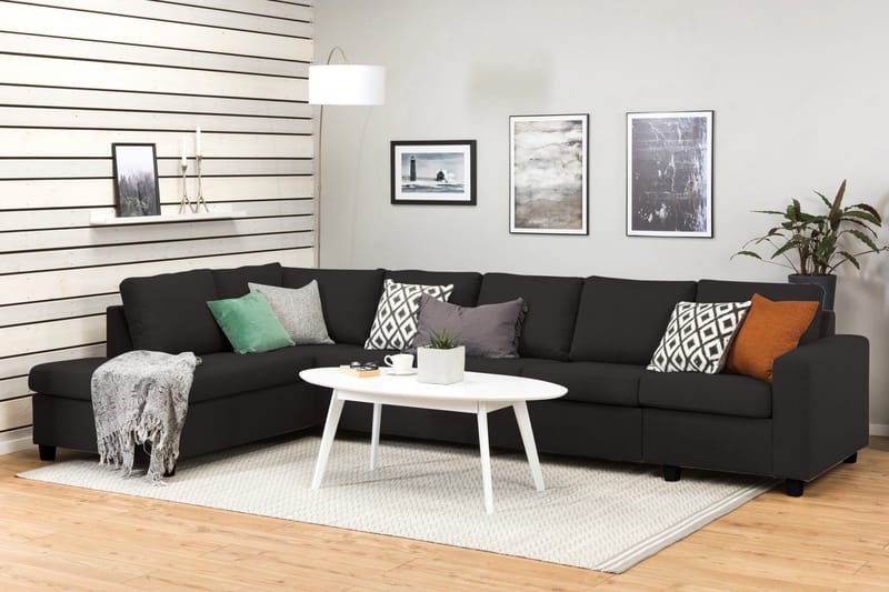 Crazy 5-personers Venstrevendt L-formet Chaiselongsofa i Stof - Antracit - Møbler - Sofaer - Sofa med chaiselong