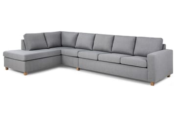 Crazy 5-personers Venstrevendt L-formet Chaiselongsofa i Stof - Grå - Møbler - Sofaer - Sofa med chaiselong