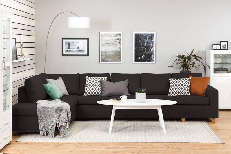 Crazy 5-personers Venstrevendt L-formet Chaiselongsofa i Stof - Antracit - Møbler - Sofaer - Sofa med chaiselong