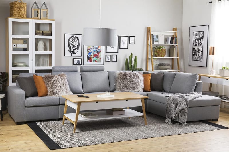 Crazy 5-personers Højrevendt L-formet Chaiselongsofa i Stof - Grå - Møbler - Sofaer - Sofa med chaiselong - 4 personers sofa med chaiselong