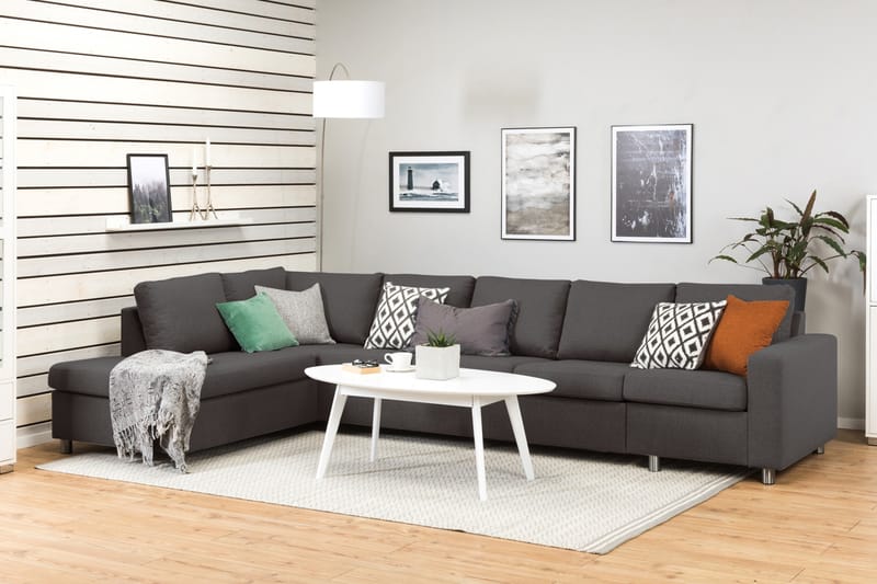 Crazy 5-personers Venstrevendt L-formet Chaiselongsofa i Stof - Mørkegrå - Møbler - Sofaer - Sofa med chaiselong