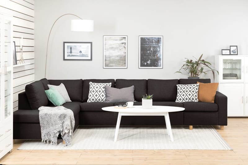 Crazy 5-personers Venstrevendt L-formet Chaiselongsofa i Stof - Mørkegrå - Møbler - Sofaer - Sofa med chaiselong