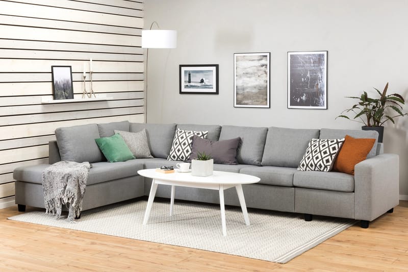 Crazy 5-personers Venstrevendt L-formet Chaiselongsofa i Stof - Grå - Møbler - Sofaer - Sofa med chaiselong - 4 personers sofa med chaiselong