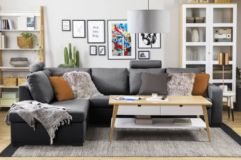 Crazy Limited Edition 4-personers Venstrevendt L-formet Chaiselongsofa i Stof - Mørkegrå - Møbler - Sofaer - Sofa med chaiselong