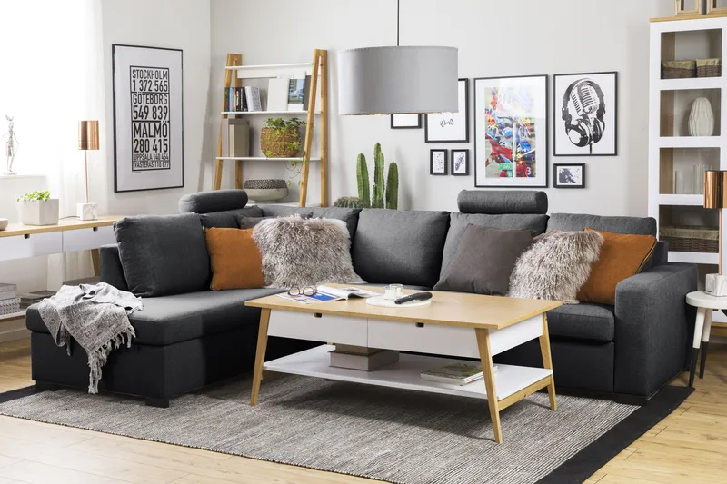 Crazy Limited Edition 4-personers Venstrevendt L-formet Chaiselongsofa i Stof - Mørkegrå - Møbler - Sofaer - Sofa med chaiselong