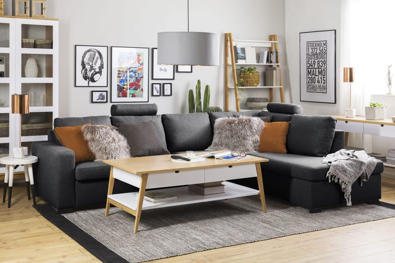 Crazy Limited Edition 4-personers Højrevendt L-formet Chaiselongsofa i Stof - Mørkegrå - Møbler - Sofaer - Sofa med chaiselong