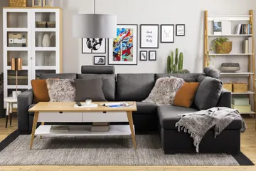 Crazy Limited Edition 4-personers Højrevendt L-formet Chaiselongsofa i Stof - Mørkegrå - Møbler - Sofaer - Sofa med chaiselong