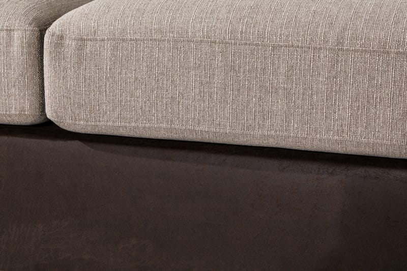 Cuba 4-personers Højrevendt L-formet Chaiselongsofa i Kunstlæder/Stof - Brun / Beige - Møbler - Sofaer - Sofa med chaiselong