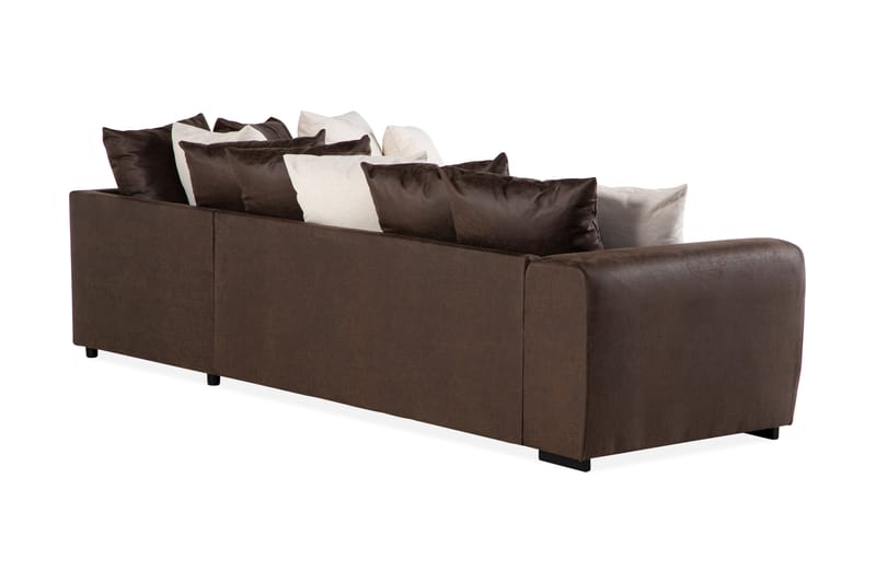 Cuba 4-personers Højrevendt L-formet Chaiselongsofa i Kunstlæder/Stof inkl. Kuvertpuder - Brun / Beige - Møbler - Sofaer - Sofa med chaiselong