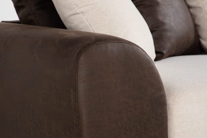 Cuba 4-personers Højrevendt L-formet Chaiselongsofa i Kunstlæder/Stof inkl. Kuvertpuder - Brun / Beige - Møbler - Sofaer - Sofa med chaiselong