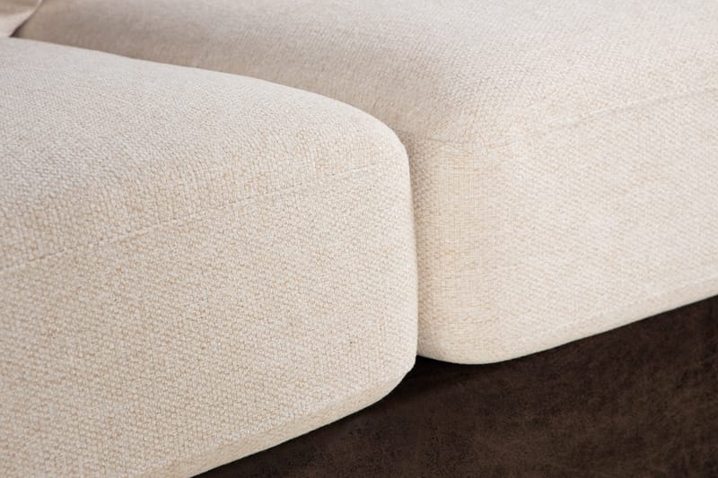 Cuba 4-personers Højrevendt L-formet Chaiselongsofa i Kunstlæder/Stof inkl. Kuvertpuder - Brun / Beige - Møbler - Sofaer - Sofa med chaiselong