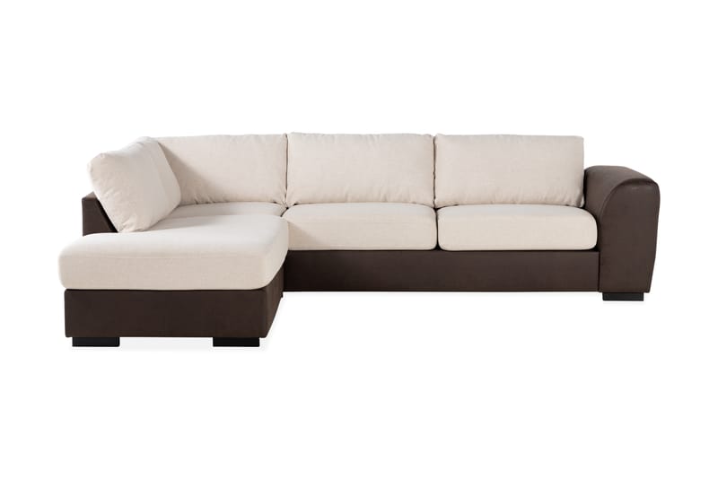 Cuba 4-personers Venstrevendt L-formet Chaiselongsofa i Kunstlæder/Stof - Brun / Beige - Møbler - Sofaer - Sofa med chaiselong