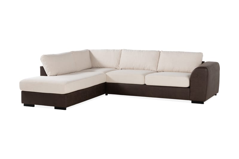 Cuba 4-personers Venstrevendt L-formet Chaiselongsofa i Kunstlæder/Stof - Brun / Beige - Møbler - Sofaer - Sofa med chaiselong