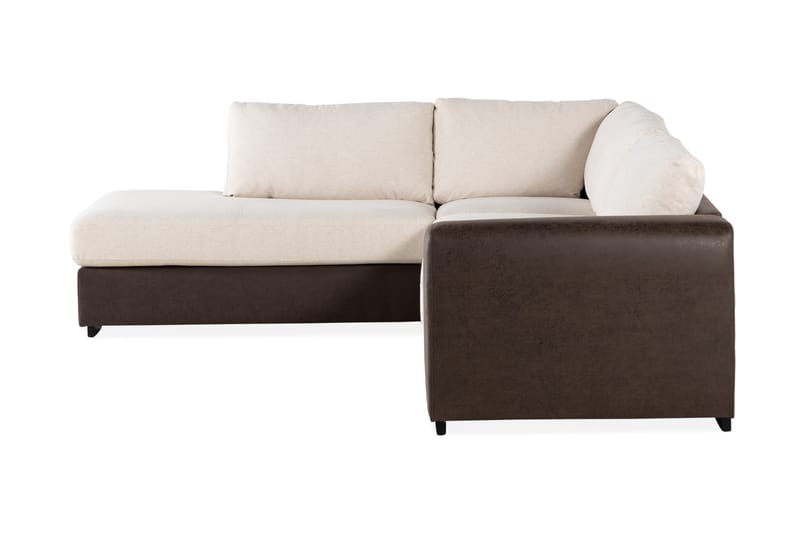 Cuba 4-personers Venstrevendt L-formet Chaiselongsofa i Kunstlæder/Stof - Brun / Beige - Møbler - Sofaer - Sofa med chaiselong