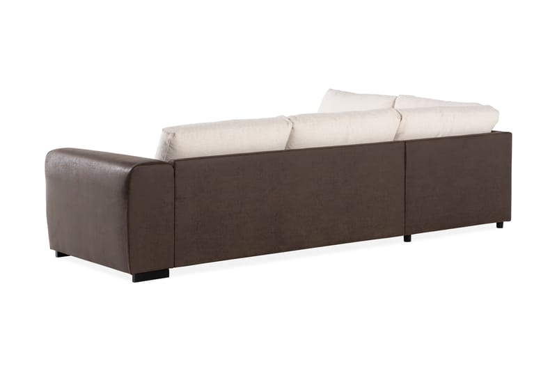 Cuba 4-personers Venstrevendt L-formet Chaiselongsofa i Kunstlæder/Stof - Brun / Beige - Møbler - Sofaer - Sofa med chaiselong