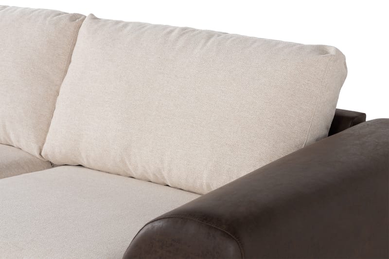 Cuba 4-personers Venstrevendt L-formet Chaiselongsofa i Kunstlæder/Stof - Brun / Beige - Møbler - Sofaer - Sofa med chaiselong