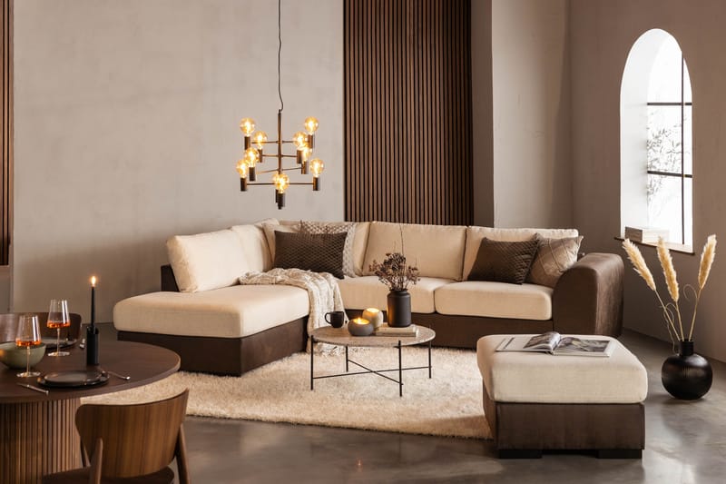 Cuba 4-personers Venstrevendt L-formet Chaiselongsofa i Kunstlæder/Stof - Brun / Beige - Møbler - Sofaer - Sofa med chaiselong