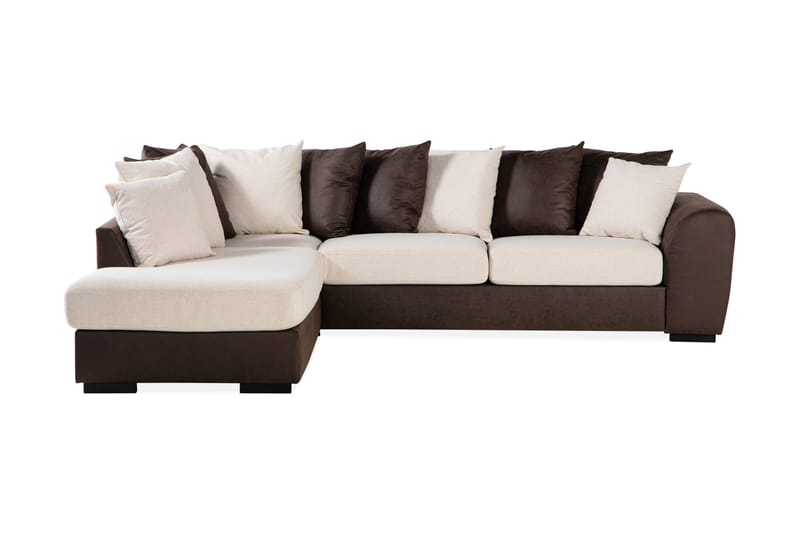 Cuba 4-personers Venstrevendt L-formet Chaiselongsofa i Kunstlæder/Stof inkl. Kuvertpuder - Brun / Beige - Møbler - Sofaer - Sofa med chaiselong