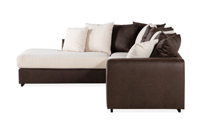 Cuba 4-personers Venstrevendt L-formet Chaiselongsofa i Kunstlæder/Stof inkl. Kuvertpuder - Brun / Beige - Møbler - Sofaer - Sofa med chaiselong