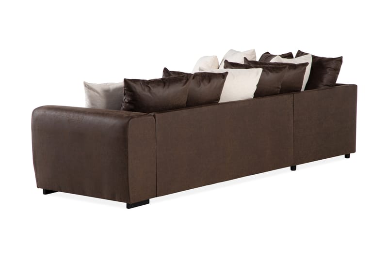 Cuba 4-personers Venstrevendt L-formet Chaiselongsofa i Kunstlæder/Stof inkl. Kuvertpuder - Brun / Beige - Møbler - Sofaer - Sofa med chaiselong