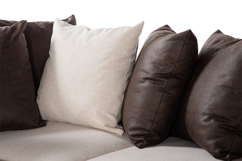 Cuba 4-personers Venstrevendt L-formet Chaiselongsofa i Kunstlæder/Stof inkl. Kuvertpuder - Brun / Beige - Møbler - Sofaer - Sofa med chaiselong