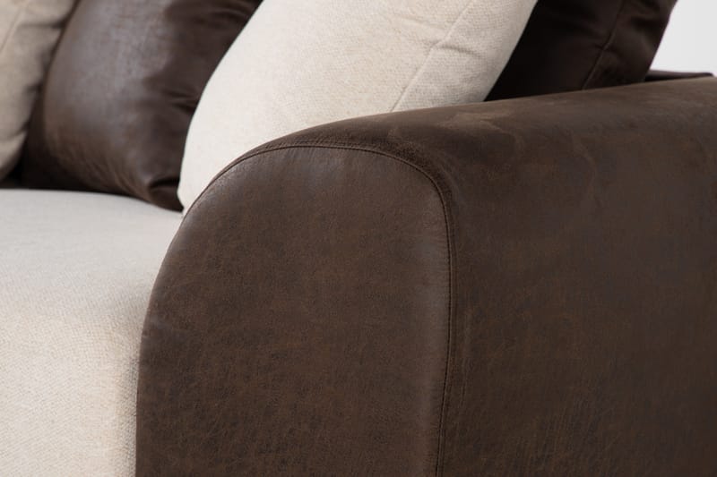 Cuba 4-personers Venstrevendt L-formet Chaiselongsofa i Kunstlæder/Stof inkl. Kuvertpuder - Brun / Beige - Møbler - Sofaer - Sofa med chaiselong