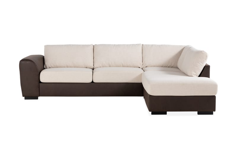 Cuba 4-personers Højrevendt L-formet Chaiselongsofa i Kunstlæder/Stof - Brun / Beige - Møbler - Sofaer - Sofa med chaiselong
