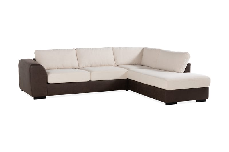 Cuba 4-personers Højrevendt L-formet Chaiselongsofa i Kunstlæder/Stof - Brun / Beige - Møbler - Sofaer - Sofa med chaiselong