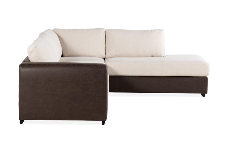 Cuba 4-personers Højrevendt L-formet Chaiselongsofa i Kunstlæder/Stof - Brun / Beige - Møbler - Sofaer - Sofa med chaiselong