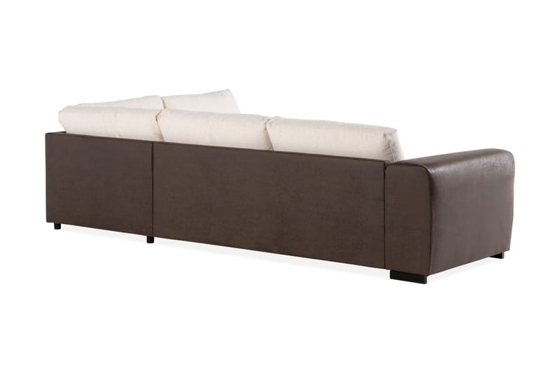 Cuba 4-personers Højrevendt L-formet Chaiselongsofa i Kunstlæder/Stof - Brun / Beige - Møbler - Sofaer - Sofa med chaiselong