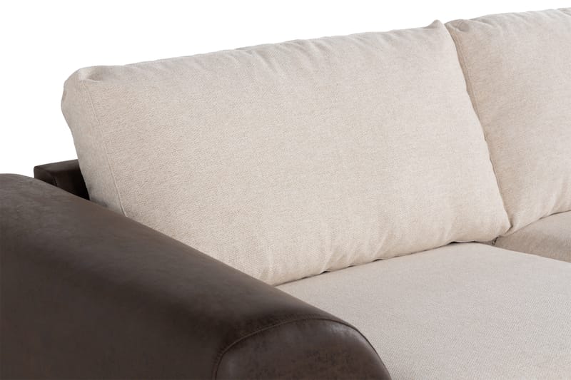 Cuba 4-personers Højrevendt L-formet Chaiselongsofa i Kunstlæder/Stof - Brun / Beige - Møbler - Sofaer - Sofa med chaiselong