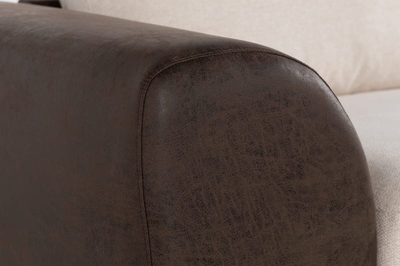 Cuba 4-personers Højrevendt L-formet Chaiselongsofa i Kunstlæder/Stof - Brun / Beige - Møbler - Sofaer - Sofa med chaiselong