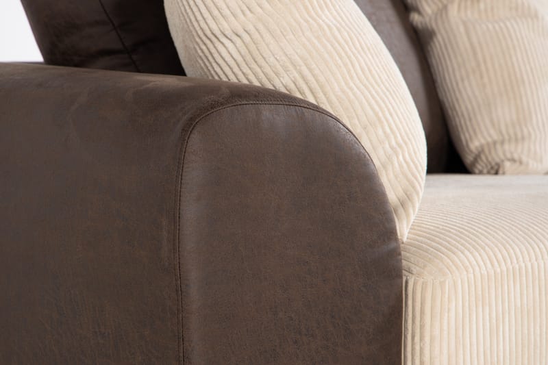 Cuba 4-personers Højrevendt L-formet Chaiselongsofa i Manchester/Kunstlæder inkl. Kuvertpuder - Brun / Beige - Møbler - Sofaer - Sofa med chaiselong