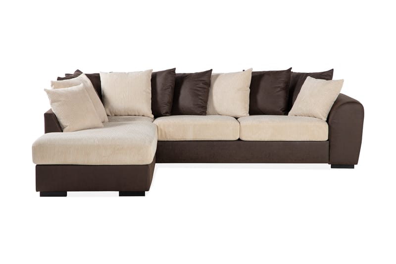 Cuba 4-personers Venstrevendt L-formet Chaiselongsofa i Manchester/Kunstlæder inkl. Kuvertpuder - Brun / Beige - Møbler - Sofaer - Sofa med chaiselong