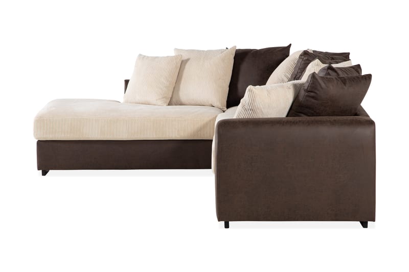 Cuba 4-personers Venstrevendt L-formet Chaiselongsofa i Manchester/Kunstlæder inkl. Kuvertpuder - Brun / Beige - Møbler - Sofaer - Sofa med chaiselong
