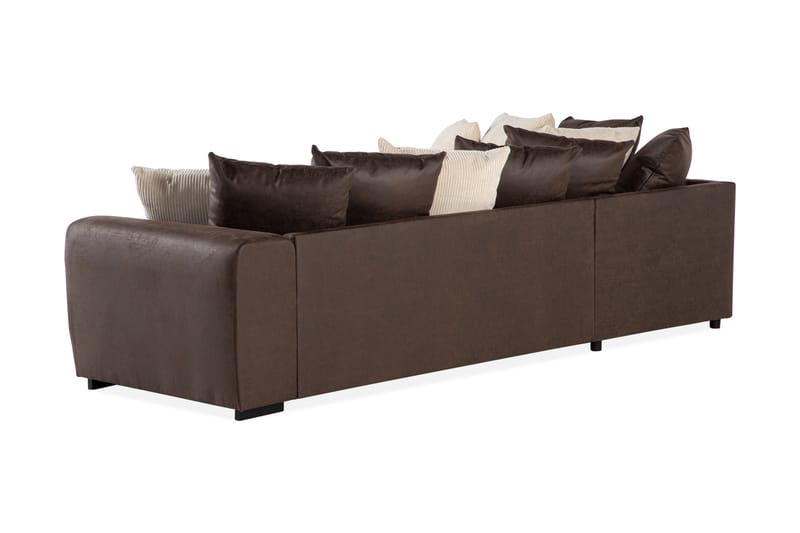 Cuba 4-personers Venstrevendt L-formet Chaiselongsofa i Manchester/Kunstlæder inkl. Kuvertpuder - Brun / Beige - Møbler - Sofaer - Sofa med chaiselong