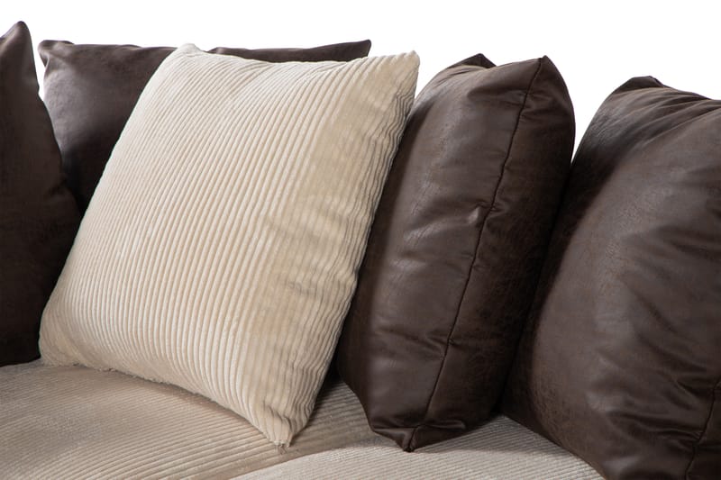 Cuba 4-personers Venstrevendt L-formet Chaiselongsofa i Manchester/Kunstlæder inkl. Kuvertpuder - Brun / Beige - Møbler - Sofaer - Sofa med chaiselong