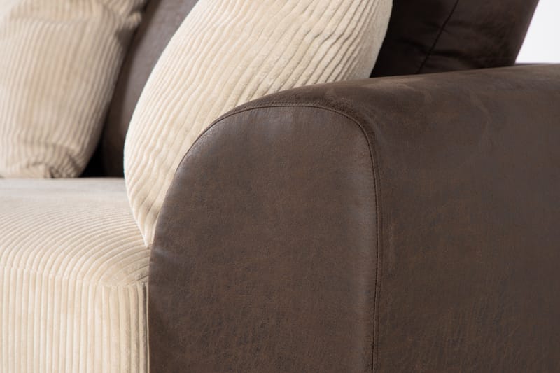 Cuba 4-personers Venstrevendt L-formet Chaiselongsofa i Manchester/Kunstlæder inkl. Kuvertpuder - Brun / Beige - Møbler - Sofaer - Sofa med chaiselong