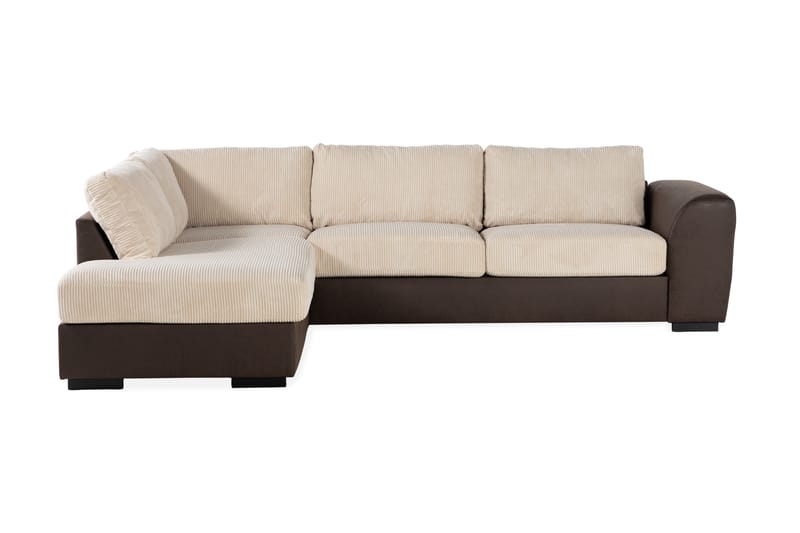 Cuba 4-personers Venstrevendt L-formet Chaiselongsofa i Manchester/Kunstlæder - Brun / Beige - Møbler - Sofaer - Sofa med chaiselong