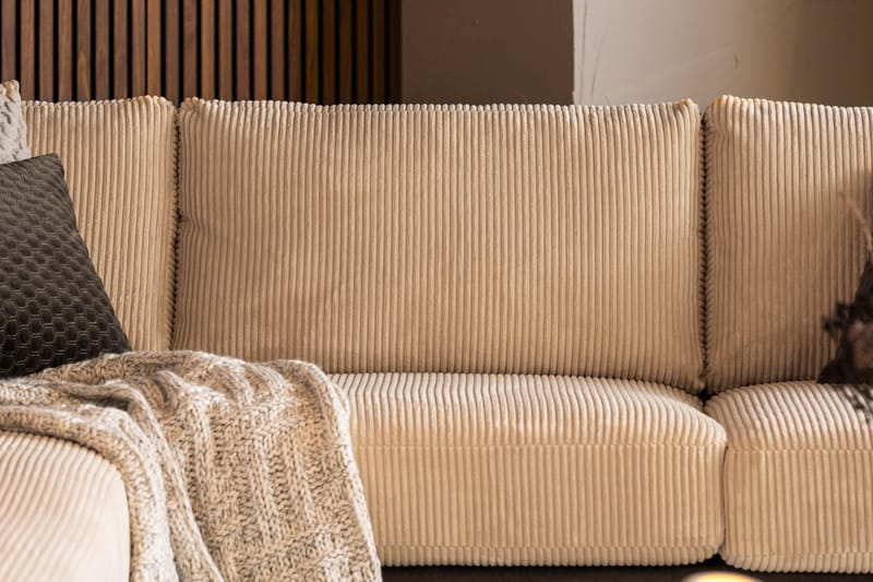 Cuba 4-personers Venstrevendt L-formet Chaiselongsofa i Manchester/Kunstlæder - Brun / Beige - Møbler - Sofaer - Sofa med chaiselong