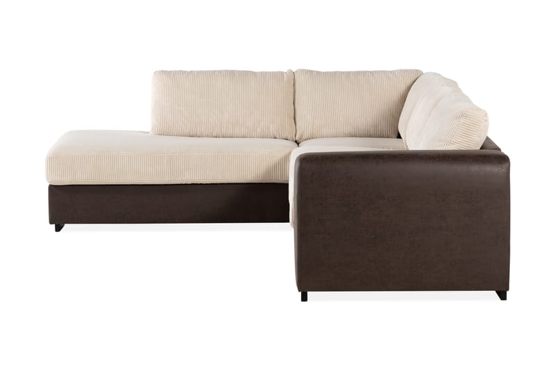 Cuba 4-personers Venstrevendt L-formet Chaiselongsofa i Manchester/Kunstlæder - Brun / Beige - Møbler - Sofaer - Sofa med chaiselong