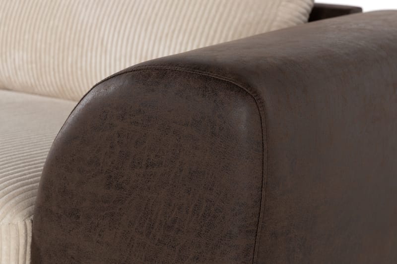 Cuba 4-personers Venstrevendt L-formet Chaiselongsofa i Manchester/Kunstlæder - Brun / Beige - Møbler - Sofaer - Sofa med chaiselong