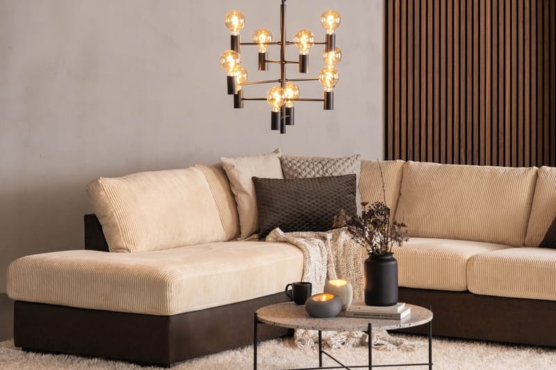 Cuba 4-personers Venstrevendt L-formet Chaiselongsofa i Manchester/Kunstl�æder - Brun / Beige - Møbler - Sofaer - Sofa med chaiselong