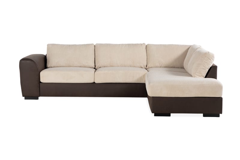 Cuba 4-personers Højrevendt L-formet Chaiselongsofa i Manchester/Kunstlæder - Brun / Beige - Møbler - Sofaer - Sofa med chaiselong