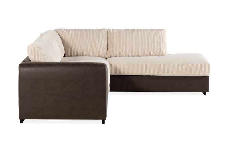 Cuba 4-personers Højrevendt L-formet Chaiselongsofa i Manchester/Kunstlæder - Brun / Beige - Møbler - Sofaer - Sofa med chaiselong