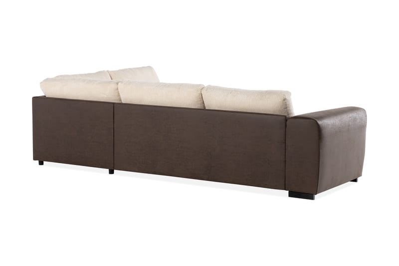Cuba 4-personers Højrevendt L-formet Chaiselongsofa i Manchester/Kunstlæder - Brun / Beige - Møbler - Sofaer - Sofa med chaiselong