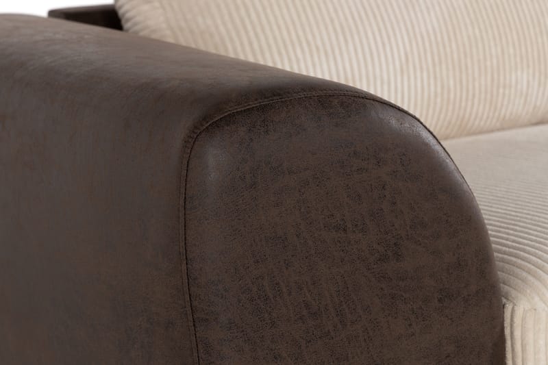 Cuba 4-personers Højrevendt L-formet Chaiselongsofa i Manchester/Kunstlæder - Brun / Beige - Møbler - Sofaer - Sofa med chaiselong